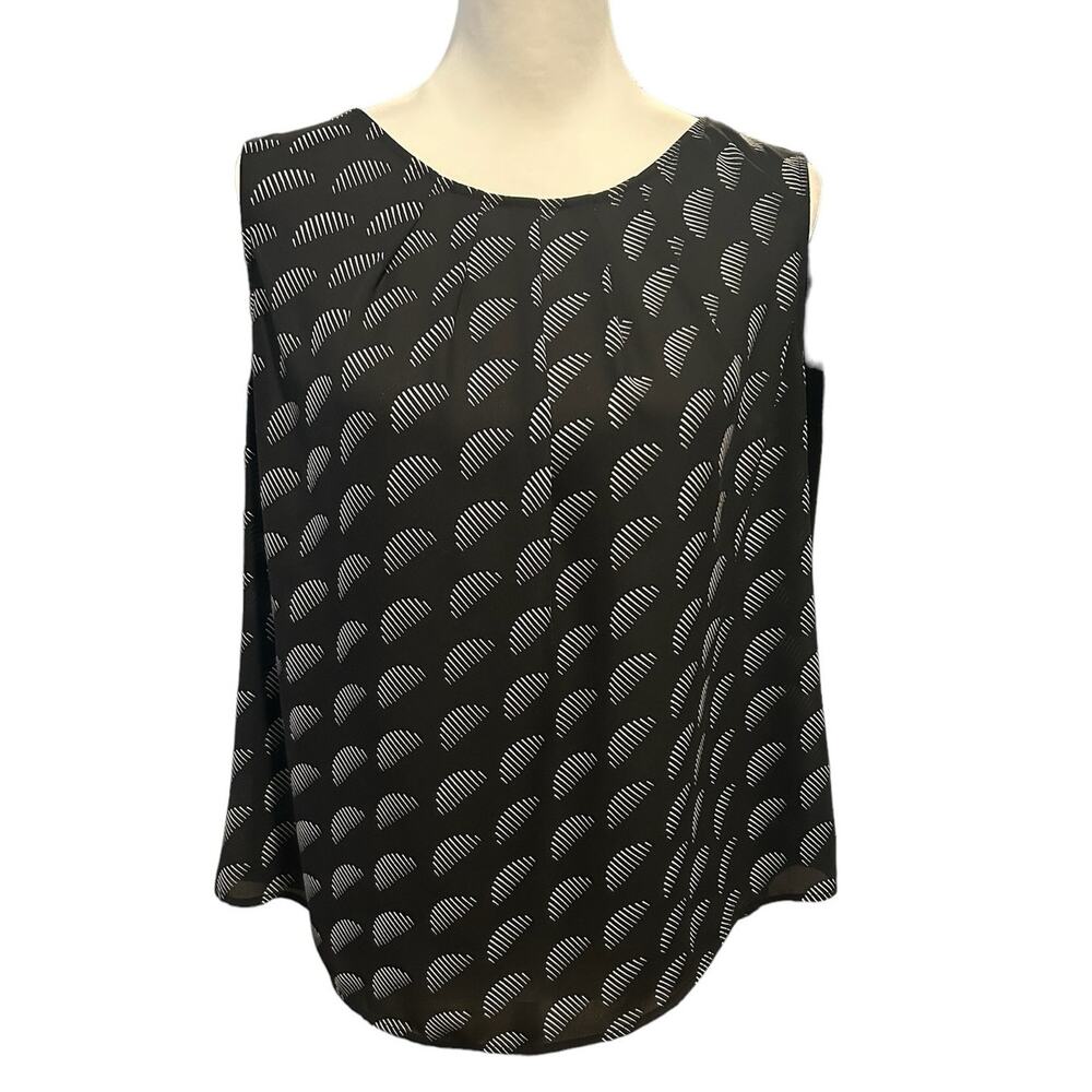 Worthington Sleeveless Top Black White  Petite Large